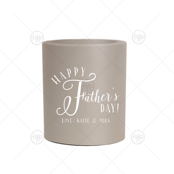 Script Fathers Day Can Cooler Round Can Cooler (Ink)