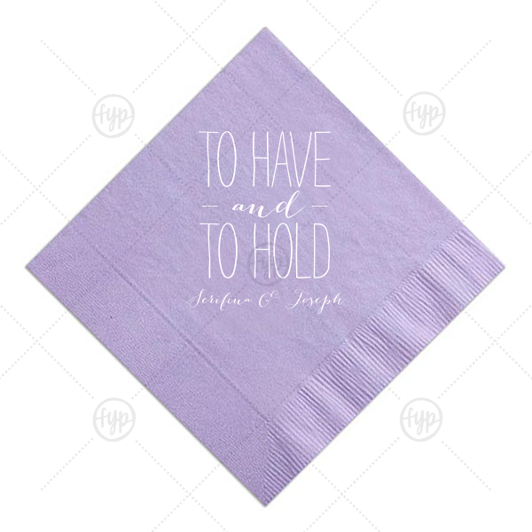 To Have and to Hold Napkin | ForYourParty's chic Lavender Cocktail Napkin with Matte White Foil can't be beat. Showcase your style in every detail of your party's theme!