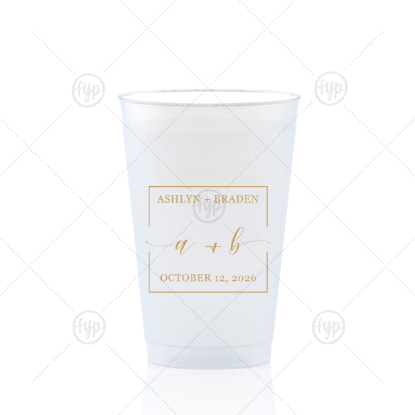 Square Monogram Frame Cup 14-oz. Frosted Cup (Ink)