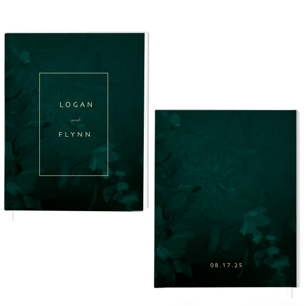 Green Floral Frame Guest Book Portrait Guest Book (Photo)