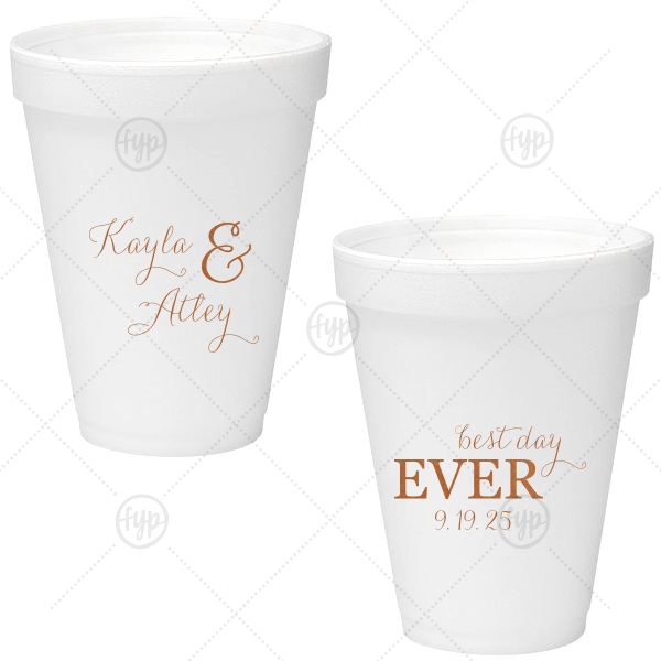 Script Family Name Foam Cup, 12oz Foam Cup