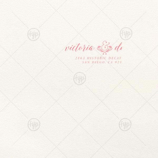 Floral Ampersand Letterpress Envelope | Our custom Lettra Pearl White 110lb Invitation Envelope with Coral Ink Letterpress Inks has a Accent Ampersand 2 graphic and is good for use in Couple, Wedding themed parties and will impress guests like no other. Make this party unforgettable.