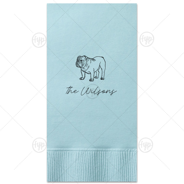 Script Family Name Bulldog Napkin Paper Guest Towel (Foil)