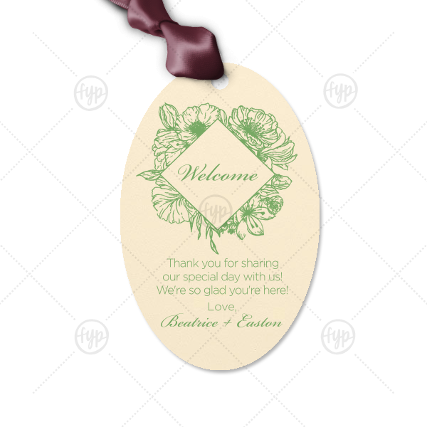 Crest Welcome Letterpress Tag Large Oval Gift Tag (Letterpress)