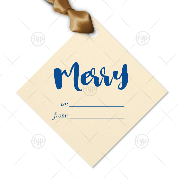 Modern Script Merry Letterpress Tag Letterpress Diamond Gift Tag