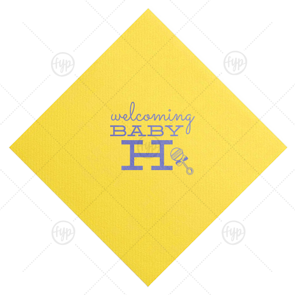 Welcoming Baby Initial Napkin Cocktail Napkin (Foil)