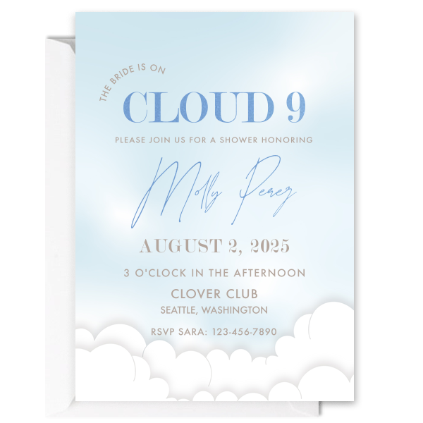 Cloud 9 Bridal Shower Invite Custom Photo with Foil Printing Invitations