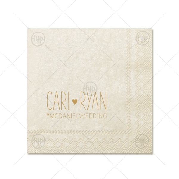 Our personalized Ivory Shimmer Cocktail Napkin with Satin 18 Kt. Gold Foil will look fabulous with your unique touch. Your guests will agree!
