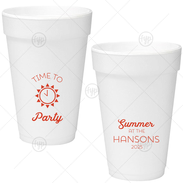 Time to Party Foam Cup, 16oz Foam Cup