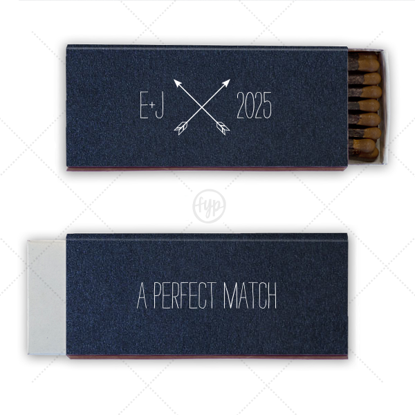 Arrow Monogram Match | The ever-popular Stardream Lime Candle Matchbox with Matte White Foil Color has a Cross Arrows 2 graphic and is good for use in Accents, Frames themed parties and can be customized to complement every last detail of your party.