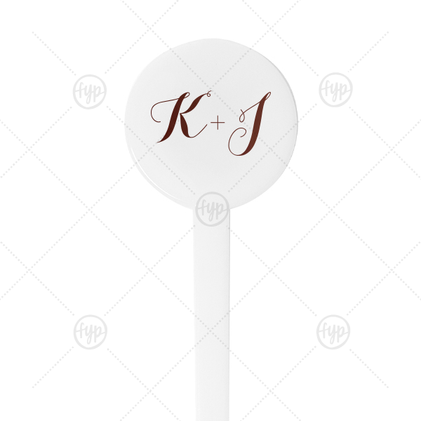 Modern Calligraphy Initials Stir Stick Round Plastic Stir Stick (Foil)