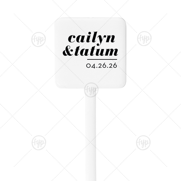 Modern Bold Serif Stir Stick Square Plastic Stir Stick (Foil)