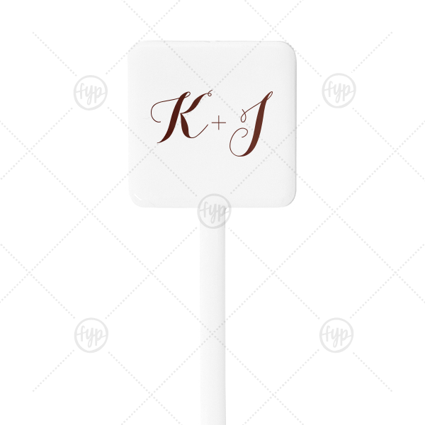 Modern Calligraphy Initials Stir Stick Square Plastic Stir Stick (Foil)