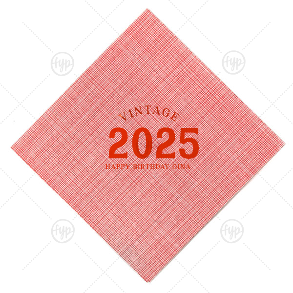 Vintage Bold Year Birthday Napkin Cocktail Napkin (Foil)