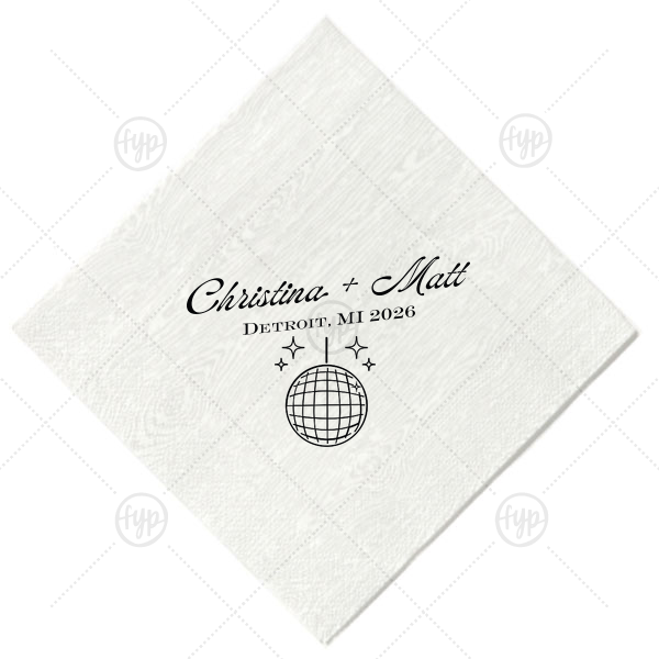 Disco Sparkle Wedding Napkin Cocktail Napkin (Foil)