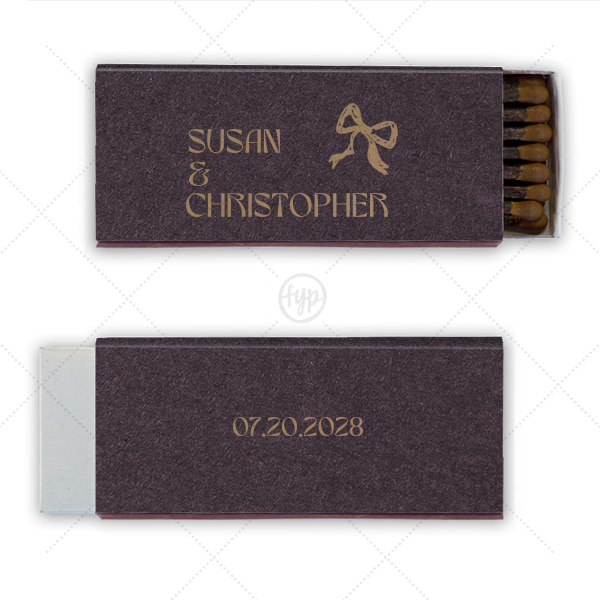 Modern Names and Date Bow Matchbox Cigar Matchbox (Foil)