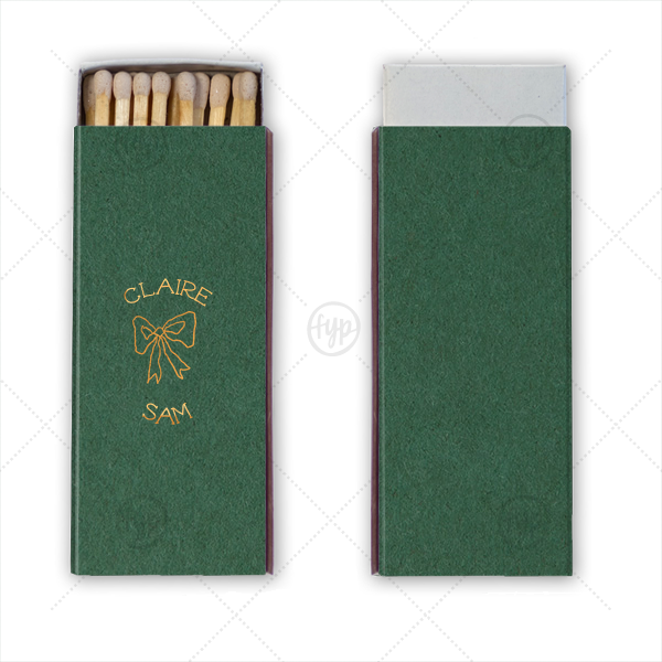 Handwritten Harmony Bow Matchbook Candle Matchbox (Foil)