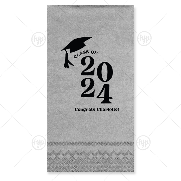 Bold Year Graduate Cap Napkin Guest Hand Towel (Foil)