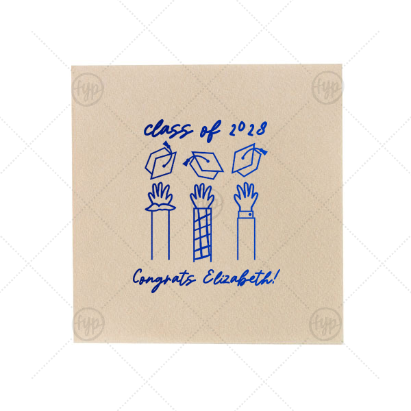 Celebration Caps Line Art Napkin Petite Cocktail Napkin (Foil)