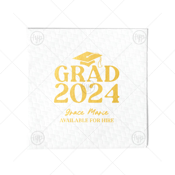 Grad Cap Elegance Year Napkin Cocktail Napkin (Foil)