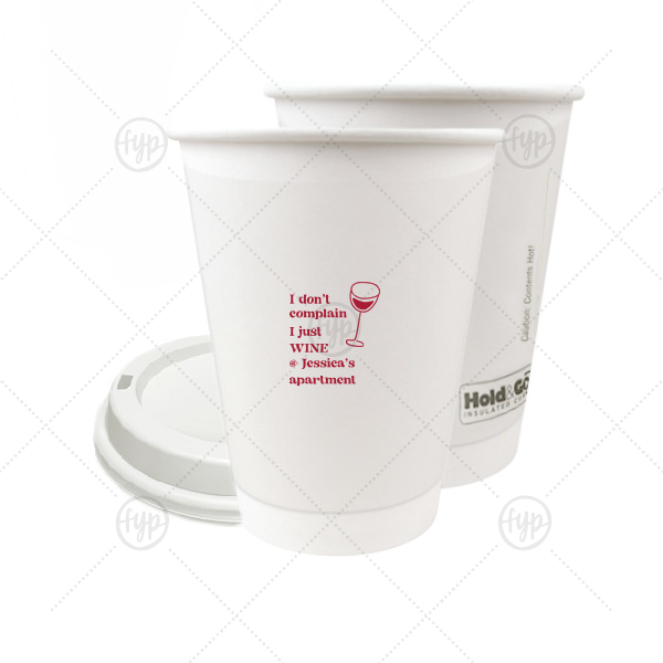 Witty Wine Welcome Cup 12-oz. Double Wall Paper Hot Cup (Ink)