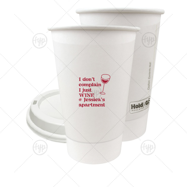 Witty Wine Welcome Cup 16-oz. Double Wall Paper Hot Cup (Ink)