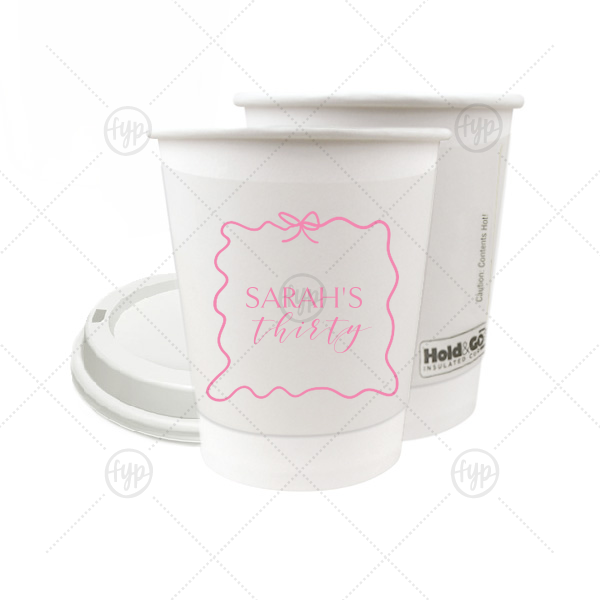 Ribbon Frame Birthday Bash Cup 8-oz. Double Wall Paper Hot Cup (Ink)