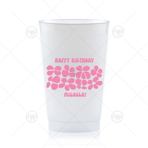 Retro Floral Groove Cup 24-oz. Frosted Cup (Ink)