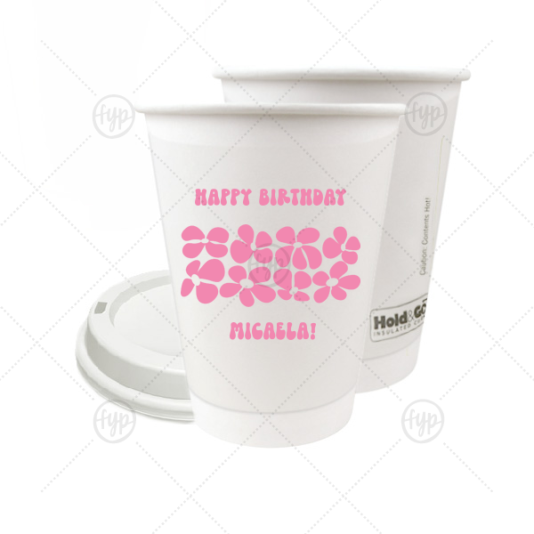 Retro Floral Groove Cup 12-oz. Double Wall Paper Hot Cup (Ink)