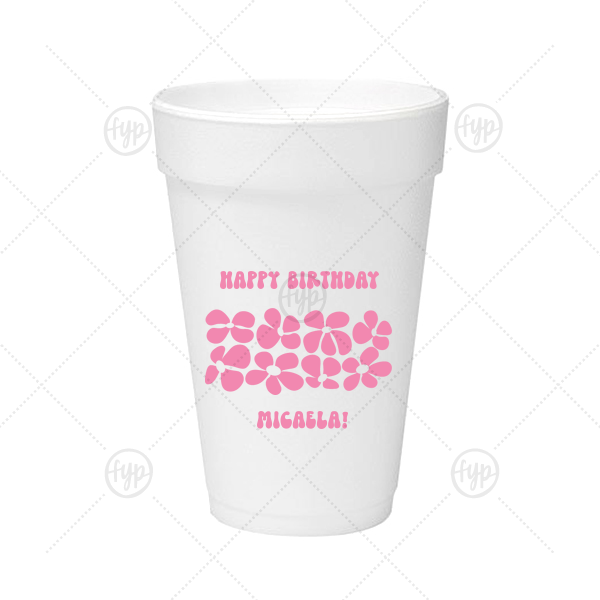 Retro Floral Groove Cup 16-oz. Styrofoam Cup (Ink) 