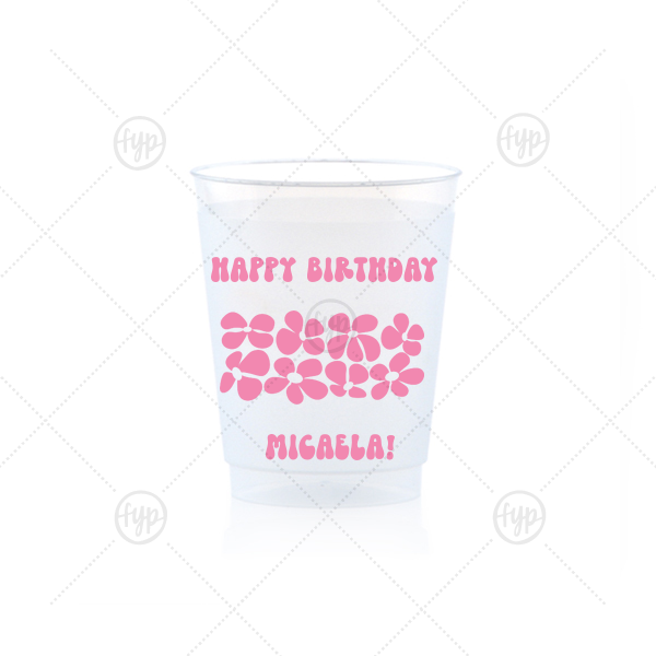 Retro Floral Groove Cup 5-oz. Frosted Cup (Ink)