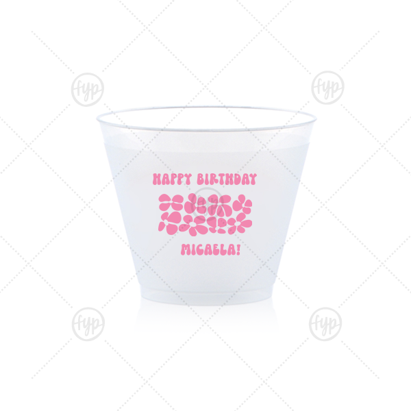 Retro Floral Groove Cup 9-oz. Frosted Cup (Ink)