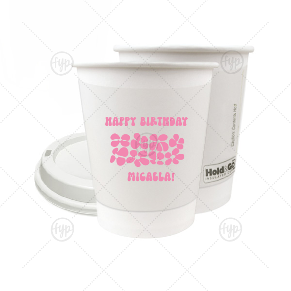 Retro Floral Groove Cup 8-oz. Double Wall Paper Hot Cup (Ink)