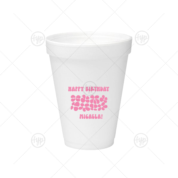 Retro Floral Groove Cup 12-oz. Styrofoam Cup (Ink) 