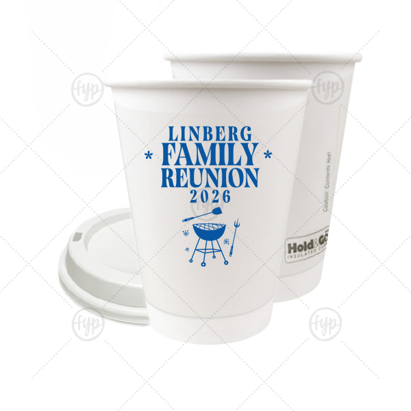 Grill & Stars Family Reunion Cup 12-oz. Double Wall Paper Hot Cup (Ink)