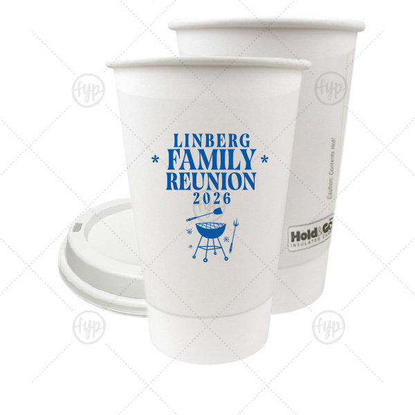Grill & Stars Family Reunion Cup 16-oz. Double Wall Paper Hot Cup (Ink)