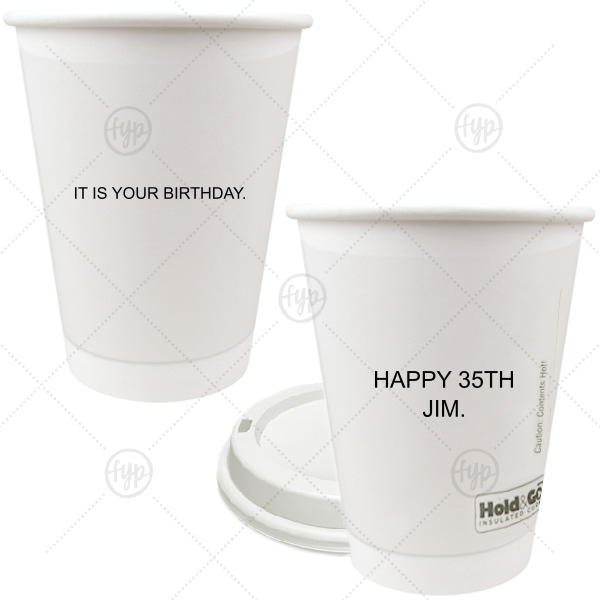 The Office Inspired Birthday Cup 12-oz. Double Wall Paper Hot Cup (Ink)