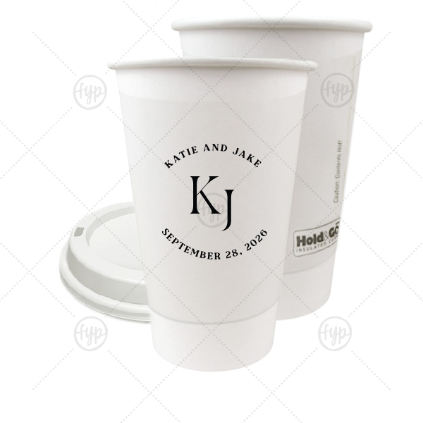 Nuptial Arch Initials Cup 16-oz. Double Wall Paper Hot Cup (Ink)