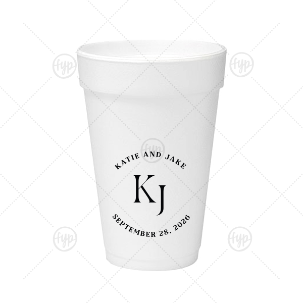 Nuptial Arch Initials Cup 16-oz. Styrofoam Cup (Ink) 