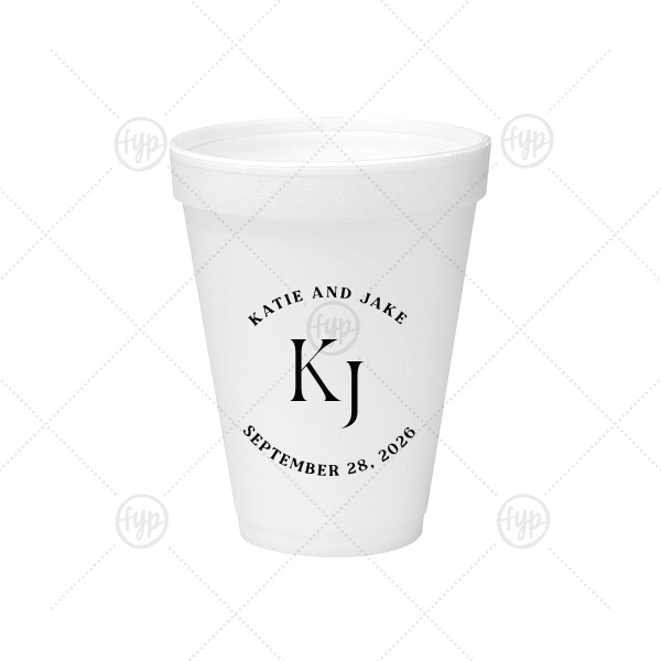 Nuptial Arch Initials Cup 12-oz. Styrofoam Cup (Ink) 