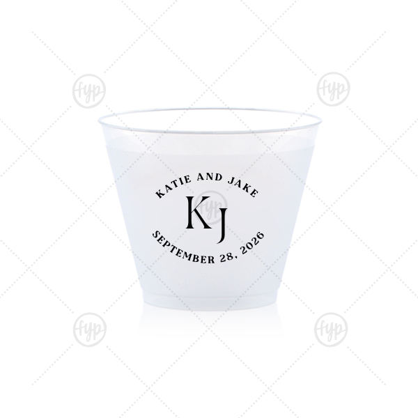Nuptial Arch Initials Cup 9-oz. Frosted Cup (Ink)
