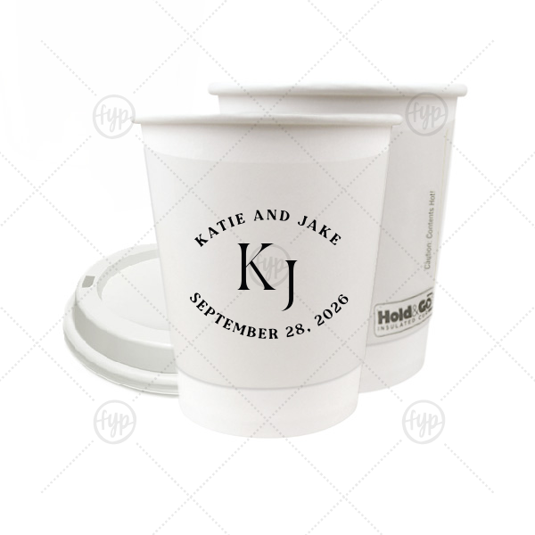 Nuptial Arch Initials Cup 8-oz. Double Wall Paper Hot Cup (Ink)