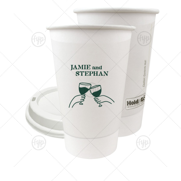 Cheers to Love Line Art Cup 16-oz. Double Wall Paper Hot Cup (Ink)