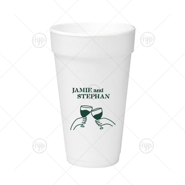 Cheers to Love Line Art Cup 20-oz. Styrofoam Cup (Ink) 
