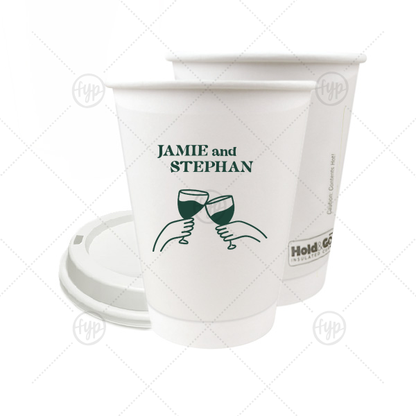 Cheers to Love Line Art Cup 12-oz. Double Wall Paper Hot Cup (Ink)