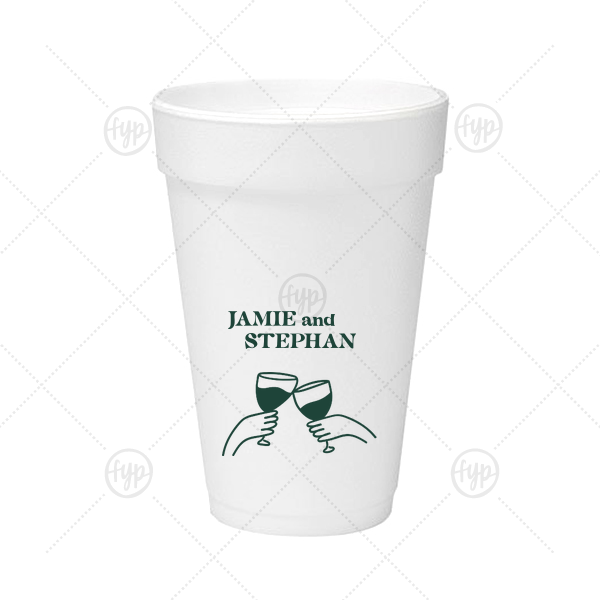 Cheers to Love Line Art Cup 16-oz. Styrofoam Cup (Ink) 