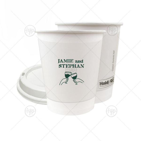 Cheers to Love Line Art Cup 8-oz. Double Wall Paper Hot Cup (Ink)