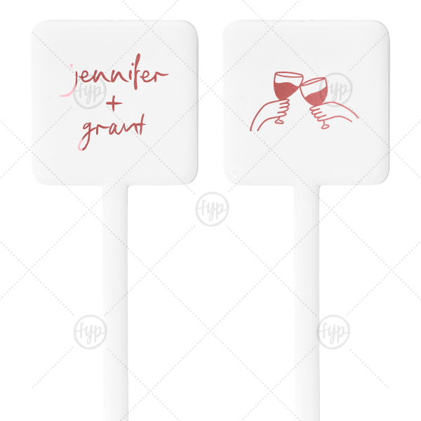 Kitschy Cocktail Hour Cheers Stir Stick Square Plastic Stir Stick (Foil)