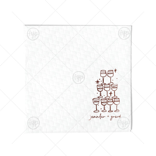 Kitschy Cocktail Hour Pyramid Toast Napkin Cocktail Napkin (Foil)