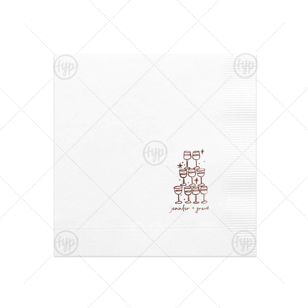 Kitschy Cocktail Hour Pyramid Toast Napkin Dinner Napkin (Foil)